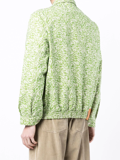 Carne Bollente Abstract-print Button-down Jacket In Grün