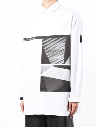 Shop A-cold-wall* Graphic-print Cotton Shirt In Weiss
