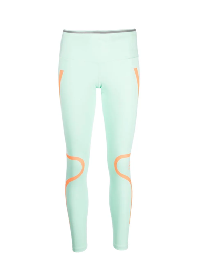 Shop Adidas By Stella Mccartney Stripe-detail Leggings In Grün