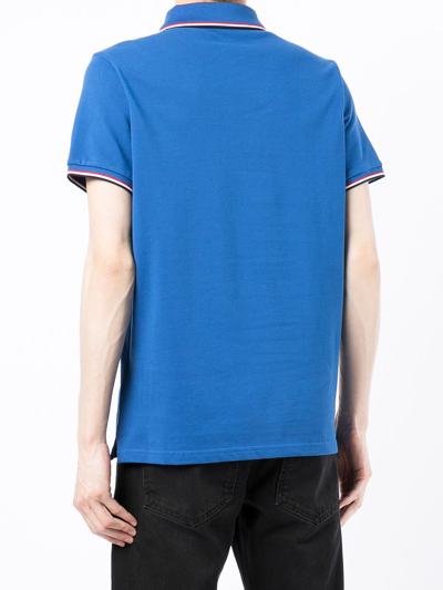 Shop Moncler Logo-patch Polo Shirt In Blau