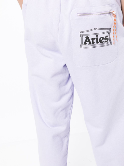 Aries Premium Temple Straight-leg Logo-print Cotton-jersey Sweatpants In Violett
