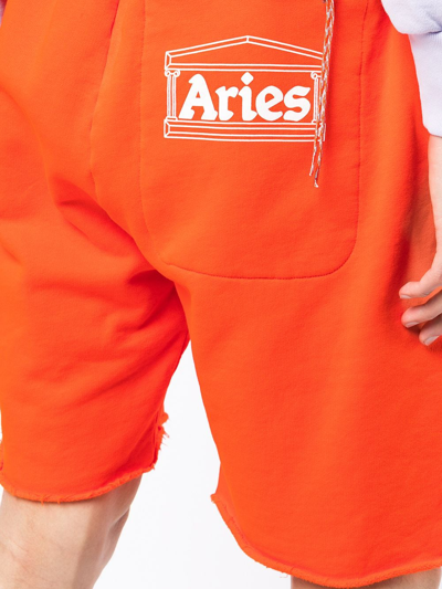 Shop Aries Temple Logo-print Track Shorts In Orange