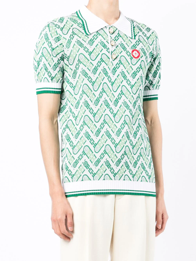 Shop Casablanca Monogram-pattern Polo Shirt In Grün