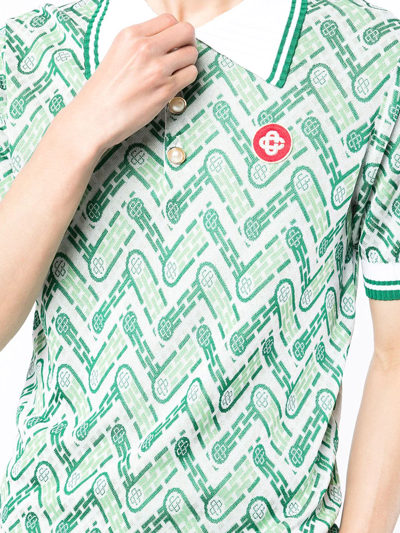 Shop Casablanca Monogram-pattern Polo Shirt In Grün