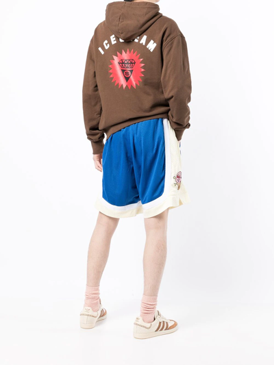 Icecream Signet Logo-print Cotton-jersey Hoody In Braun