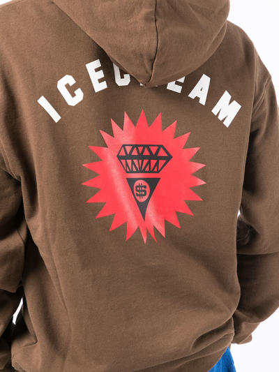 Icecream Signet Logo-print Cotton-jersey Hoody In Braun