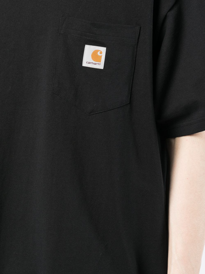 Carhartt Wip Mens Black Pocket Brand-patch Cotton-jersey Sweatshirt In Schwarz