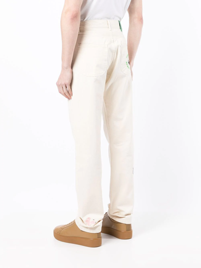 Shop Carne Bollente Embroidered-motif Straight-leg Jeans In Nude