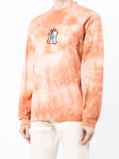 Shop Carne Bollente Embroidered-motif Tie-dye Sweatshirt In Orange