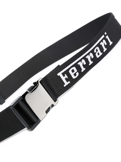 Shop Ferrari Logo-tape Buckle Belt In Schwarz
