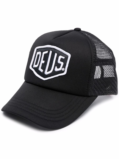 Deus Ex Machina Logo-patch Trucker Cap In Schwarz