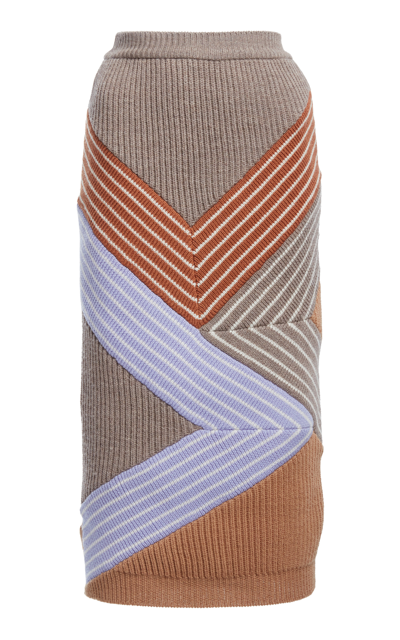 Shop Stella Mccartney Women's Stella By Stella 3d Stripes Wool Midi Skirt In Stripe,multi