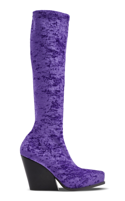 Shop Stella Mccartney Women's Cowboy Velvet Knee Boots In Purple