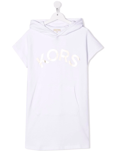 Shop Michael Kors Teen Cotton Logo-print Hooded Dress In White