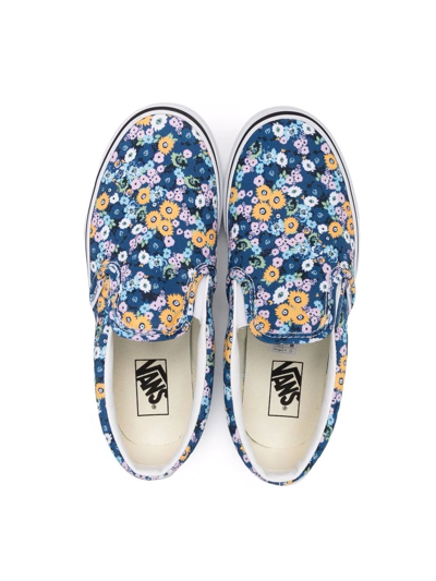 Shop Vans Floral-print Slip-on Sneakers In Blue