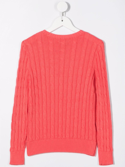 Shop Ralph Lauren Polo Pony Cable-knit Jumper In Red