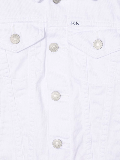 Shop Ralph Lauren Embroidered-logo Denim Jacket In White