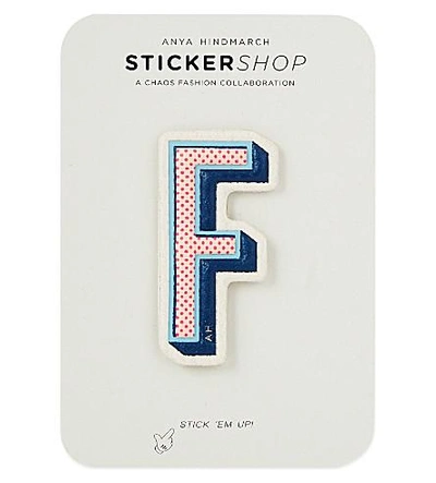 Shop Anya Hindmarch F Leather Sticker In Chalk