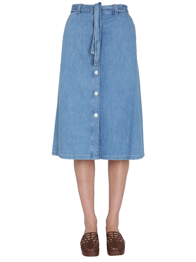 Shop Apc "nancy" Skirt In Denim