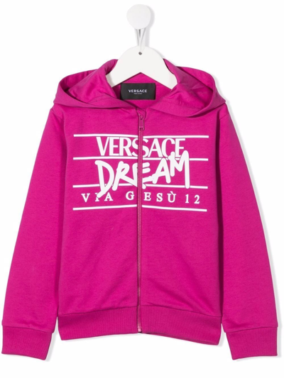 Shop Versace Dream Zip-up Hoodie In Pink