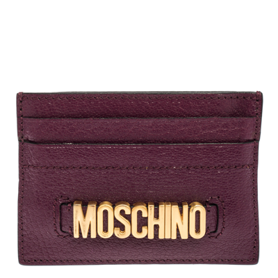 Pre-owned Moschino Purple Leather Logo Card Holder