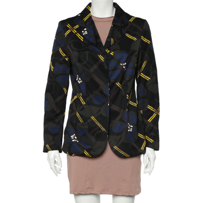 Pre-owned Marni Multicolor Printed Cotton Button Front Blazer M