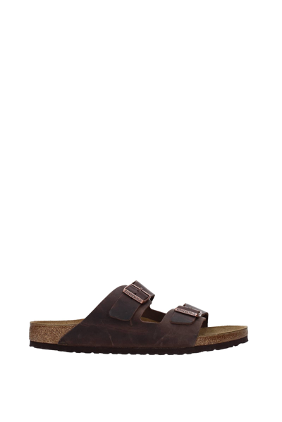 Shop Birkenstock Slippers And Clogs Leather In Brown