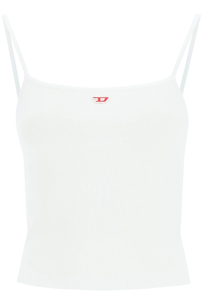 Shop Diesel Ribbed Jersey Top In White