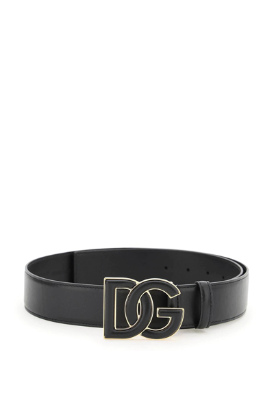 Shop Dolce & Gabbana Leather Logo Belt In Black