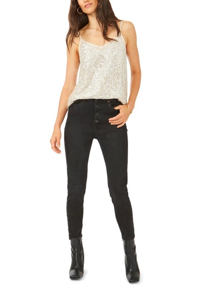 Shop 1.state Sheer Inset Sequin Camisole In Champagne