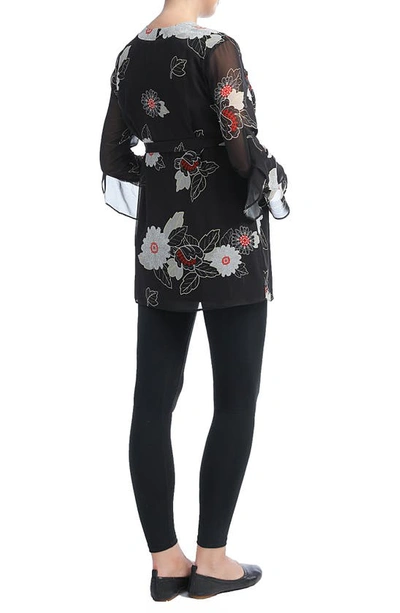 Kimi And Kai Kimi & Kai Kay V-neck Belted Maternity Blouse In Multicolored
