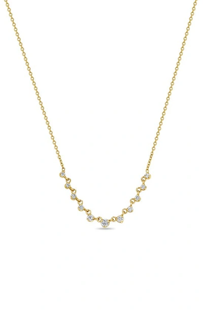 Shop Zoë Chicco 11 Linked Graduated Prong Diamond Necklace In 14k Yg