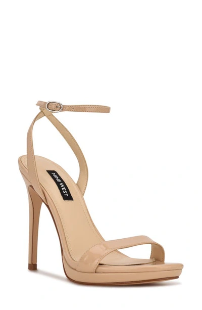 Shop Nine West Loola Ankle Strap Sandal In Light Taupe Patent