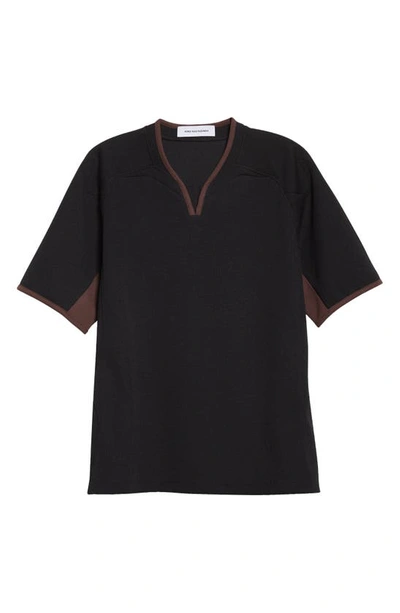 Shop Kiko Kostadinov Hebar V-neck T-shirt In Black / Java Brown