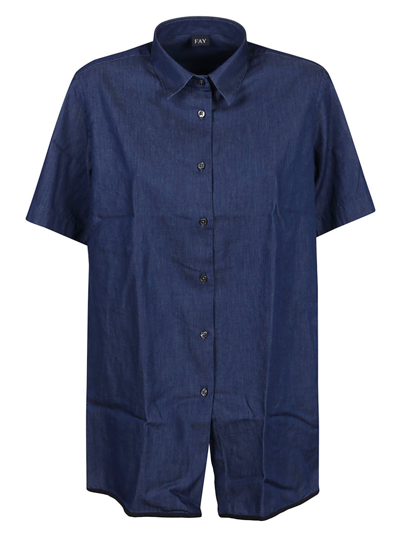 Shop Fay Women's Blue Cotton Shirt