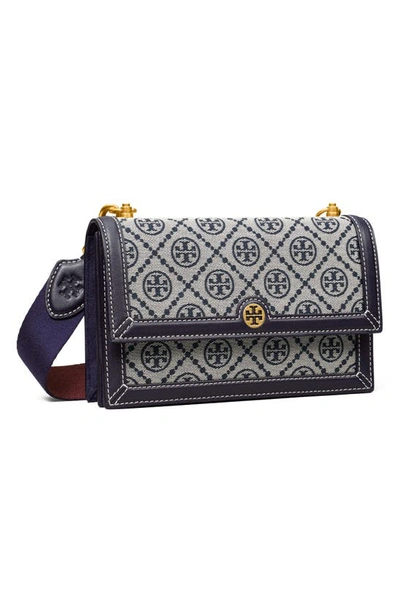 Shop Tory Burch T Monogram Jacquard Mini Shoulder Bag In Tory Navy