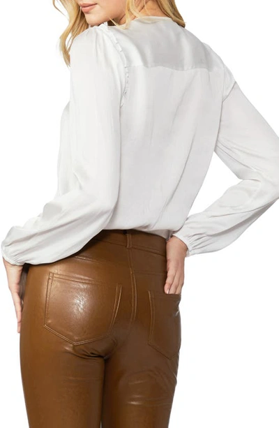 Paige Whitney Surplice V-neck Long Sleeve Bodysuit In White