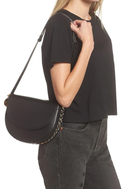 Shop Stella Mccartney Medium Frayme Flap Faux Leather Shoulder Bag In Black