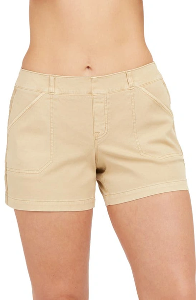 Shop Spanx 4-inch Stretch Twill Shorts In Almond