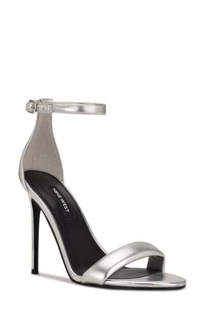 Shop Nine West Teeya Ankle Strap Sandal In Silver