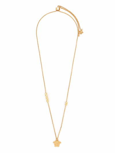 Shop Versace Medusa Pendant Necklace In Metallic