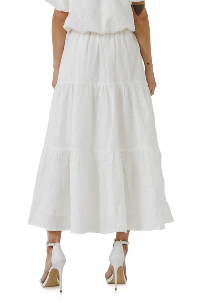 Endless Rose Floral Cotton Midi Skirt In White