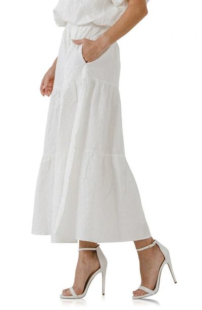 Endless Rose Floral Cotton Midi Skirt In White