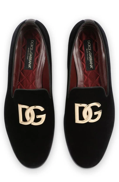 Shop Dolce & Gabbana Leonardo Velvet Loafer In Nero