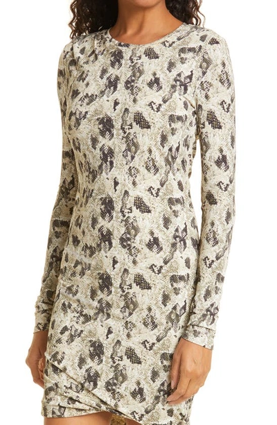 Rag & Bone Poppy Draped Mini Dress In Tan Snake