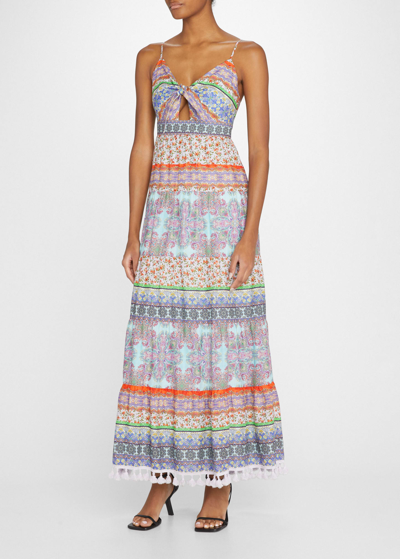 Shop Alice And Olivia Minka Tie-front Tiered Maxi Dress In Ritzymulti