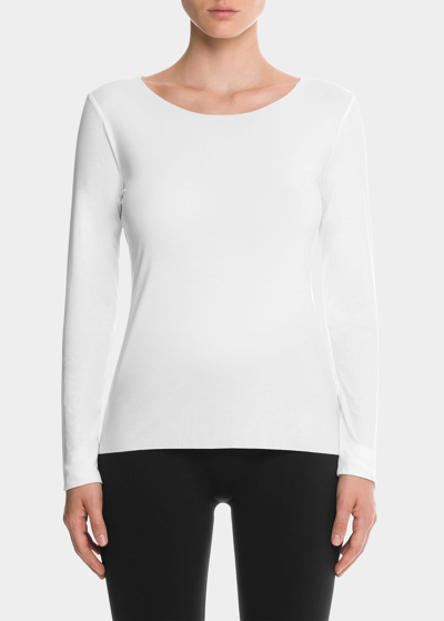Shop Wolford Aurora Pure Long-sleeve Active Top In White