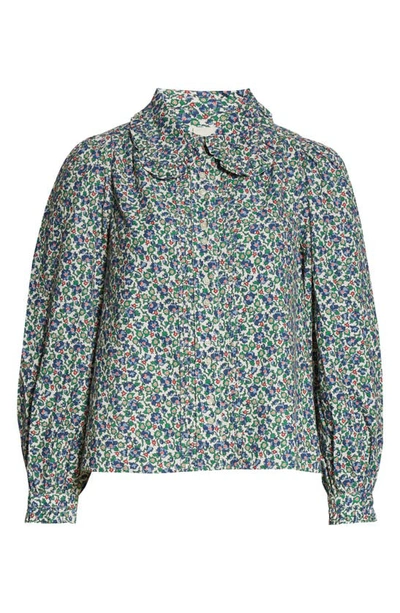 Shop The Great . The Pintuck Hemmingway Long Sleeve Top In Cream Field Floral