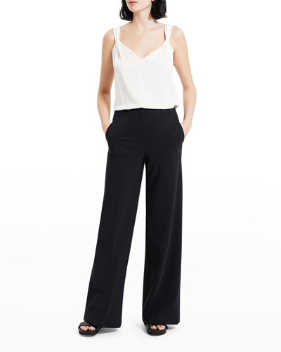 Shop Theory Terena Cropped Wide-leg Pants In Black