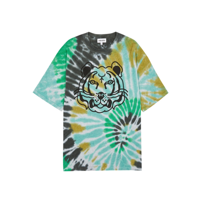 Shop Kenzo Tie-dyed Tiger-print Cotton T-shirt In Multicoloured